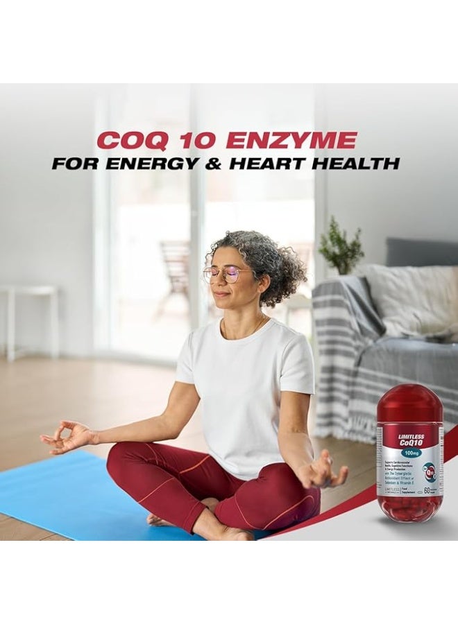 ليمتليس Limitless CoQ 10 - إنزيم CoQ 10، فيتامين E والسيلينيوم - للوظائف الإدراكية والقلبية - 60 كبسولة. - Image 3